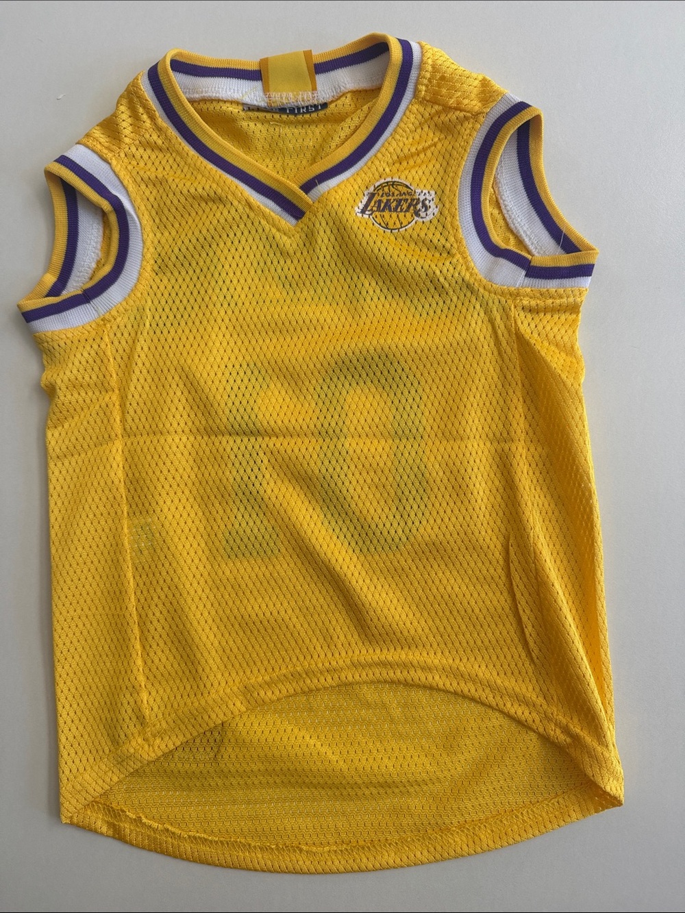Dog Lakers jersey- medium Yellow Lakers Mesh Jersey with  never worn but no tags